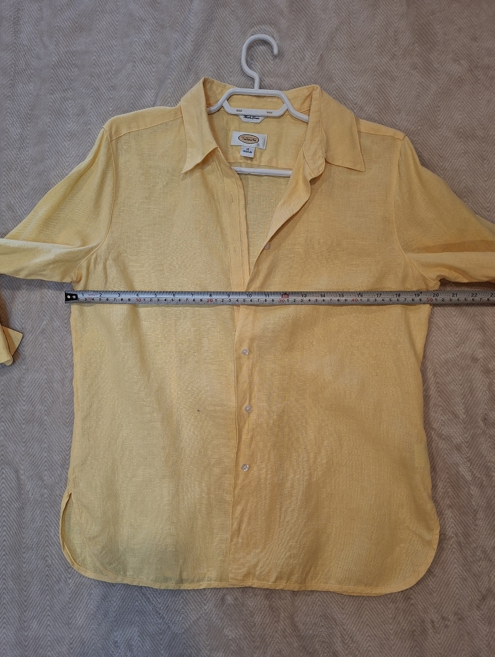 Talbots  Irish Linen Vintage Light Yellow Button‑Up Shirt Size 12 - Picture 11 of 11